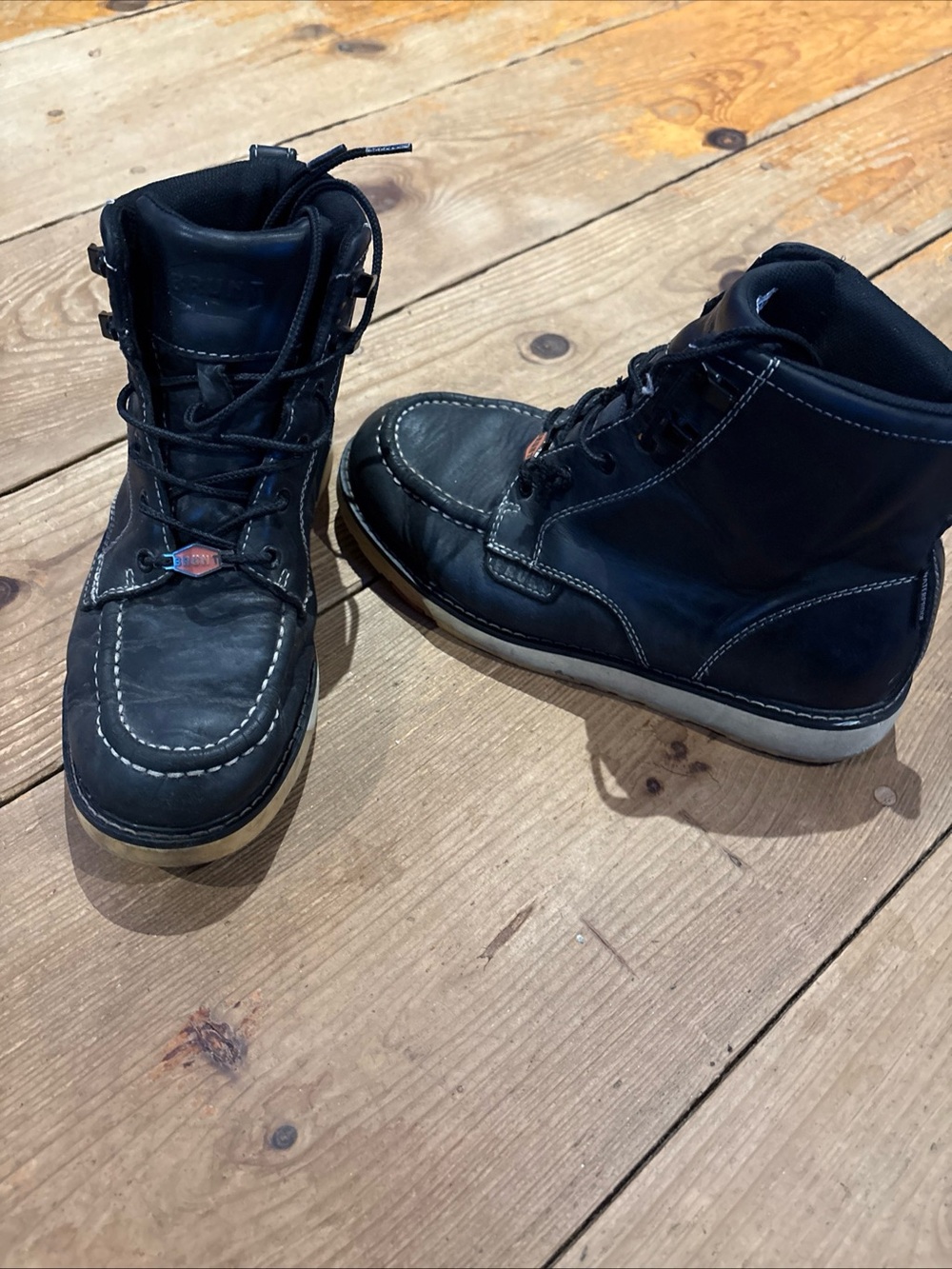 Brunt The Marin Soft Toe Work Boots Leather Black Waterproof Size 8.5 Preowned